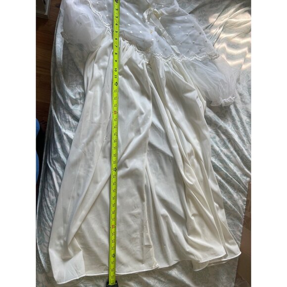 Vintage  Sheer White Nightgown & Robe Set Polka Dot Embroidery & Lace Trim Sz 34 - Picture 7 of 16
